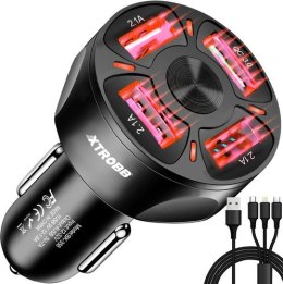 Xtrobb Ładowarka samochodowa 4x USB + kabel Xtrobb 19907